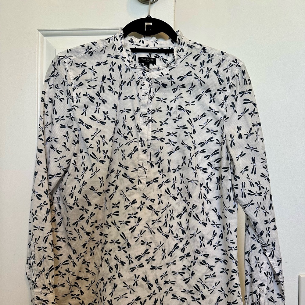 Talbots Black and White Casual Button Down Shirt